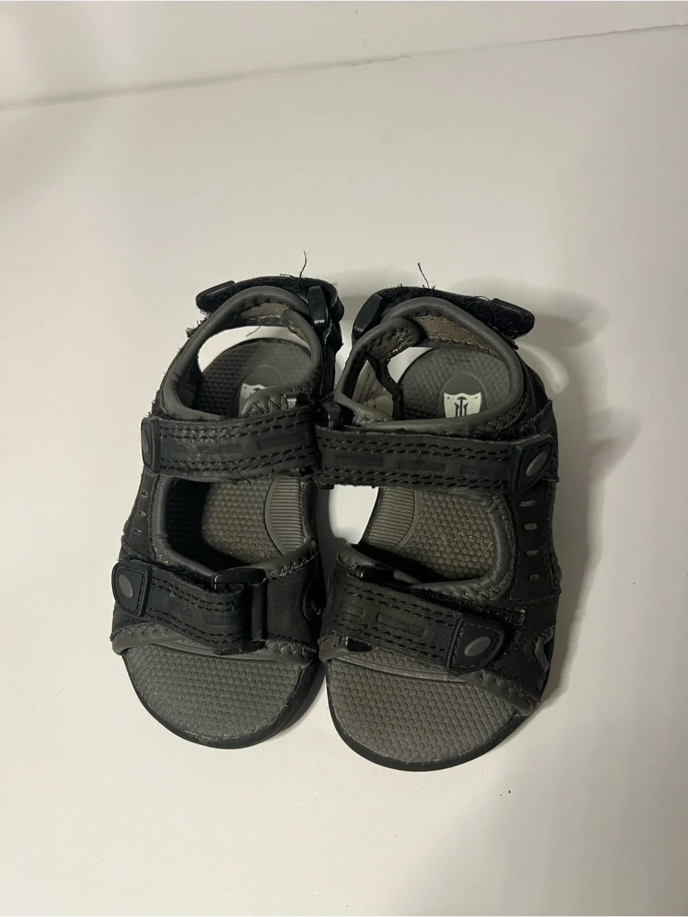 Kids Black Adjustable Outdoor Sandals with Triple Straps